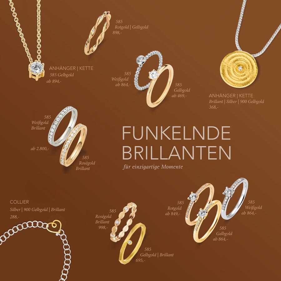 Geschenkideen 2024 von Müller, Aichach: Funkelnde Brillanten, Anhänger, Ringe, Collier, Ketten